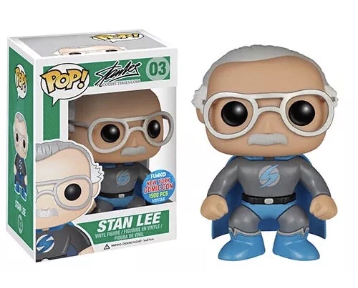 Stan Lee Superhero 03 2015 NYCC Exclusive 1500 PCS Gray Blue Pop Vinyl Figure